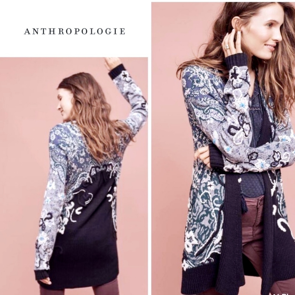 Anthropologie HWR Monogram Emmia Cardigan